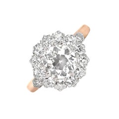 1.36 Carat Old-European Cut Diamond Ring, VS1 Clarity, Platinum, 18k Yellow Gold