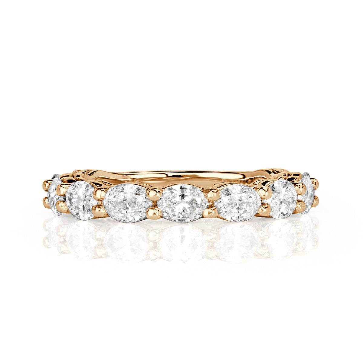 1.36ct Oval Cut Diamond Wedding Band in 18k Champagne Yellow Gold