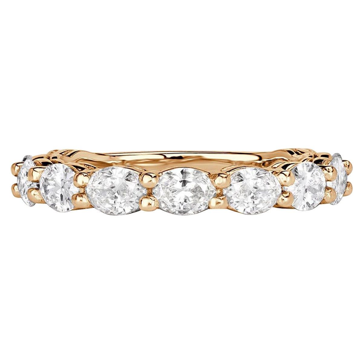 1.36ct Oval Cut Diamond Wedding Band in 18k Champagne Yellow Gold