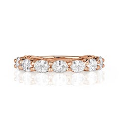 1.36ct Oval Cut Diamond Wedding Band in 18k Rose Gold