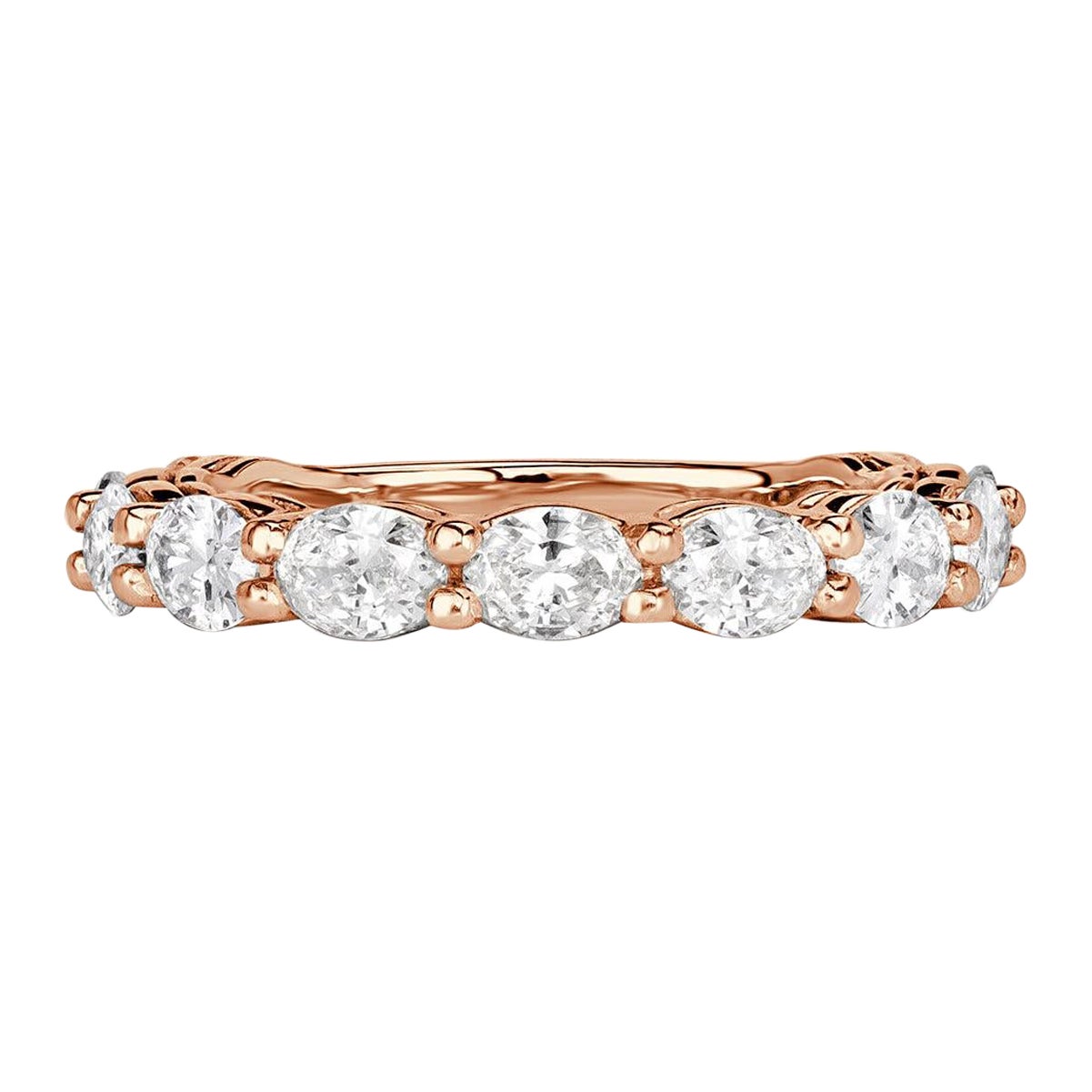 1.36ct Oval Cut Diamond Wedding Band in 18k Rose Gold