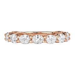 1.36ct Oval Cut Diamond Wedding Band in 18k Rose Gold