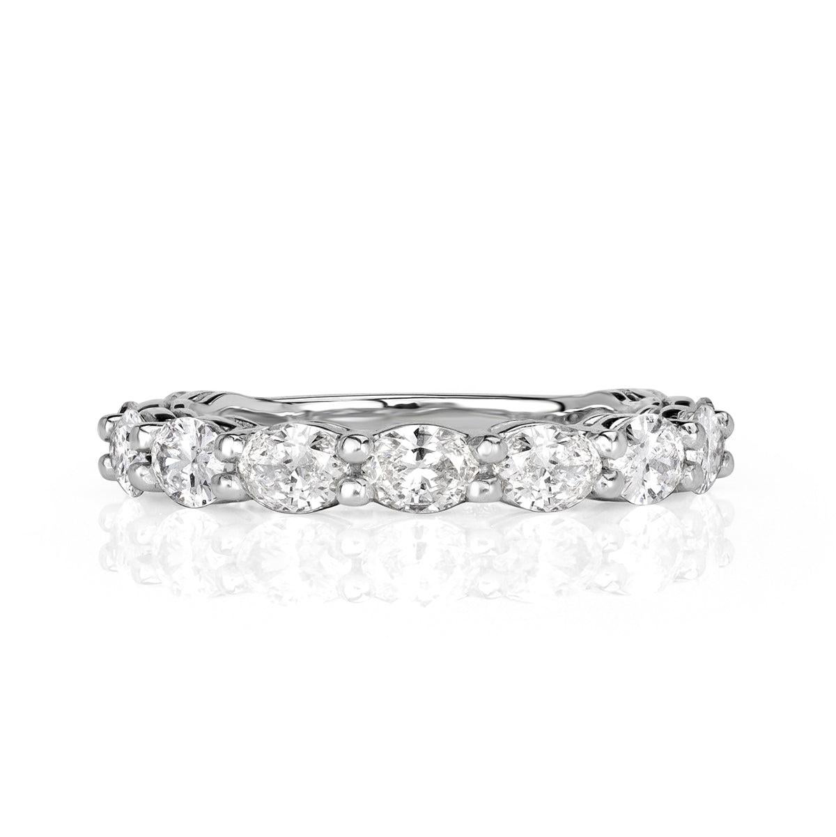 1.36ct Oval Cut Diamond Wedding Band in 18k White Gold