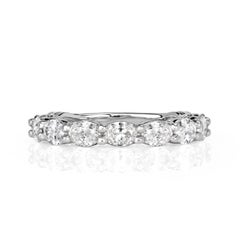 1.36ct Oval Cut Diamond Wedding Band in 18k White Gold