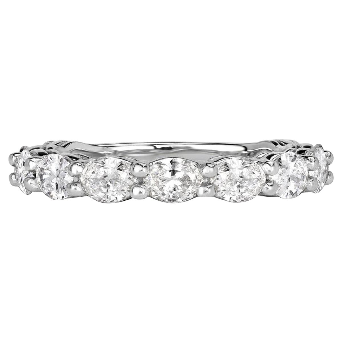 1.36ct Oval Cut Diamond Wedding Band in 18k White Gold