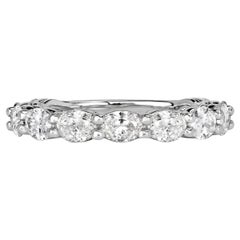 1.36ct Oval Cut Diamond Wedding Band in 18k White Gold