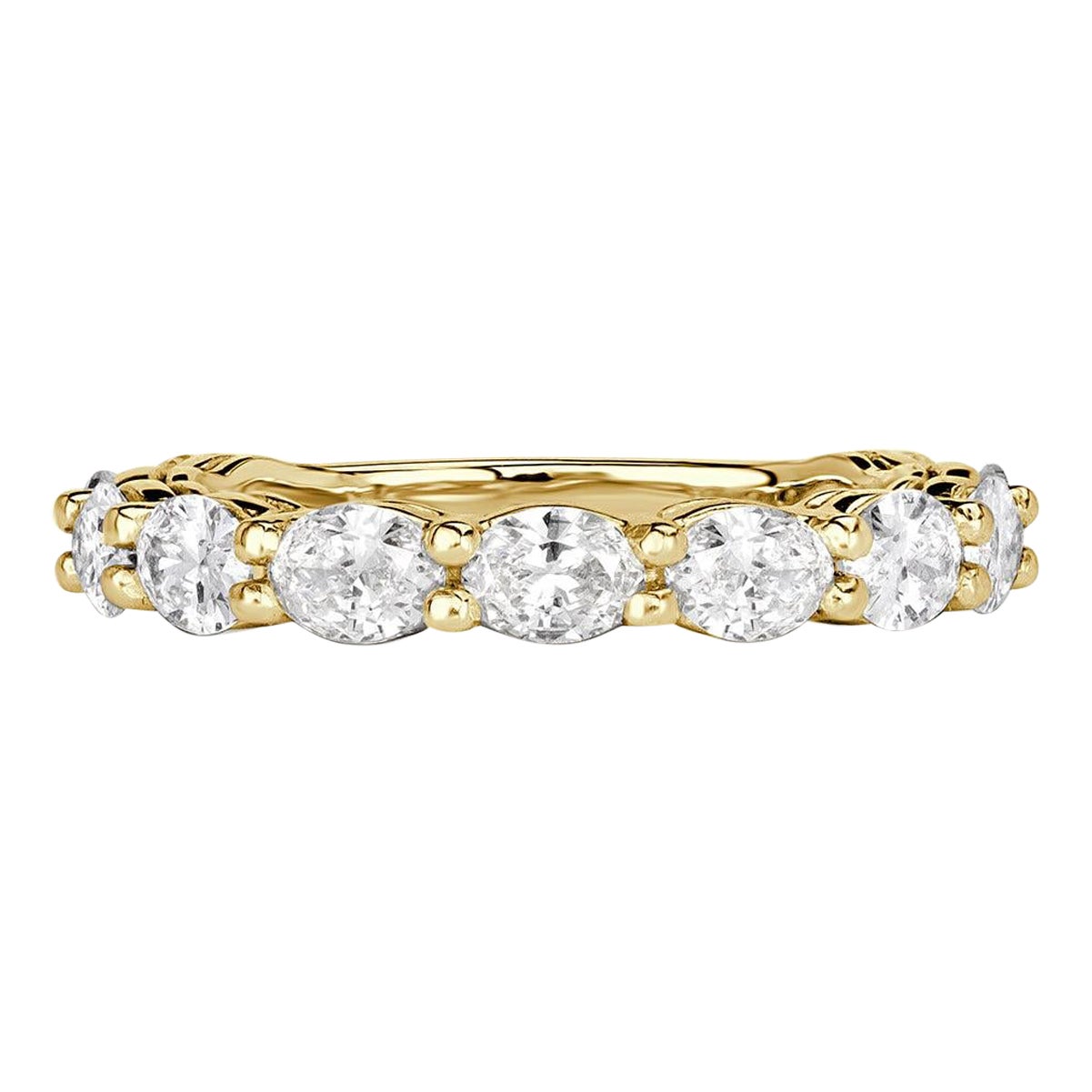 1.36ct Oval Cut Diamond Wedding Band in 18k Yellow Gold