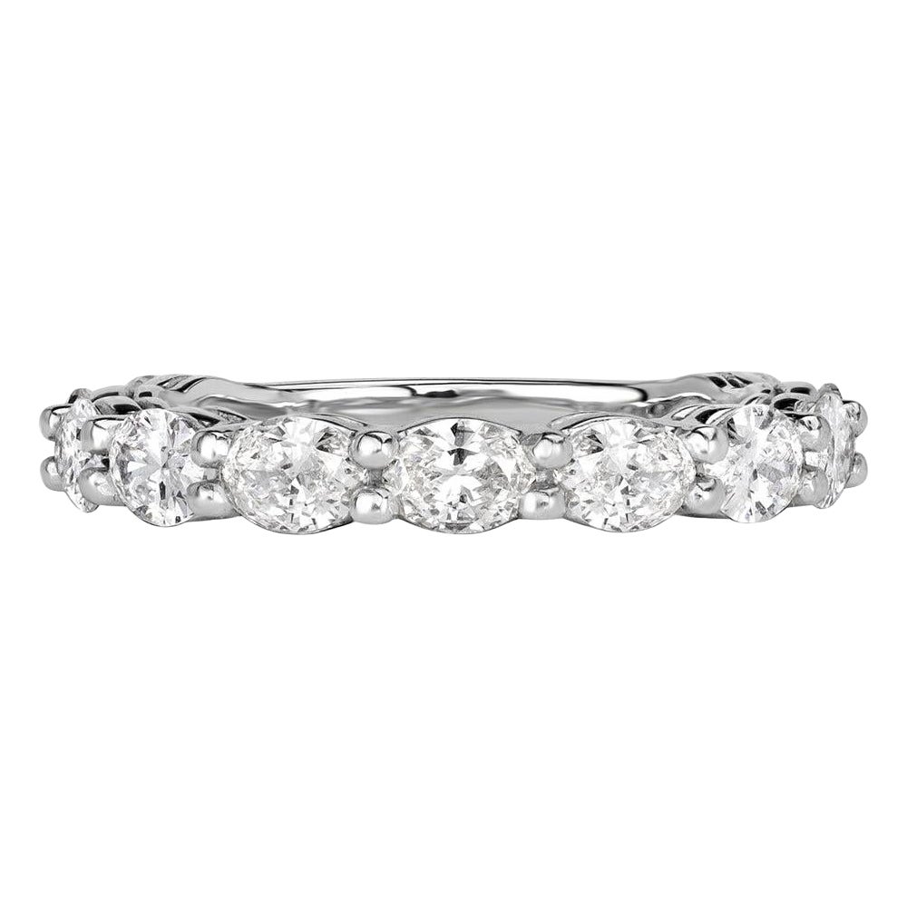 1.36ct Oval Cut Diamond Wedding Band in Platinum For Sale