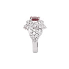 1.36ct Oval Ruby and Diamond 18 Carat White Gold Cocktail Cluster Ring