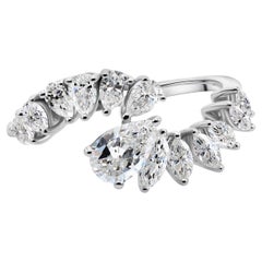 1.36Ct Pear 
Marquise Diamond Open Twisted Ring 18K White Gold Handmade Jewelry