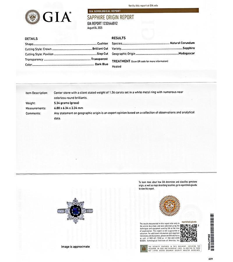 Anello con zaffiro da 1,36 carati e diamante da 1,30 carati In condizioni buone in vendita a New York, NY