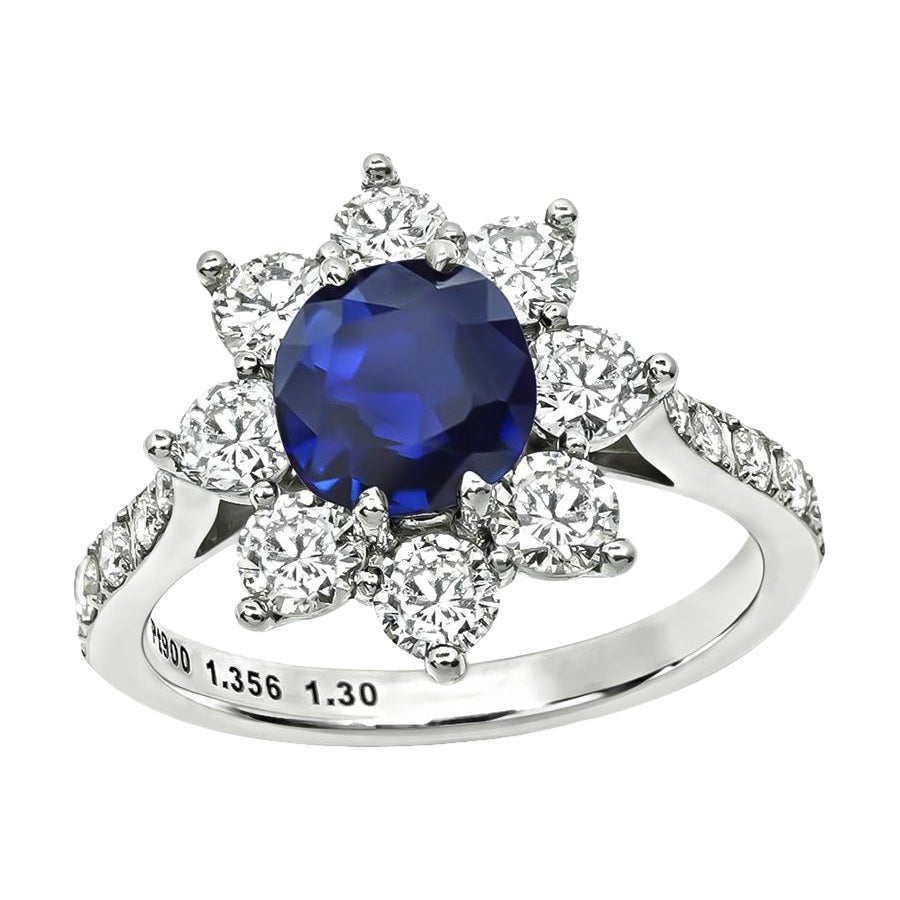 Bague 1.36ct saphir 1.30ct diamant