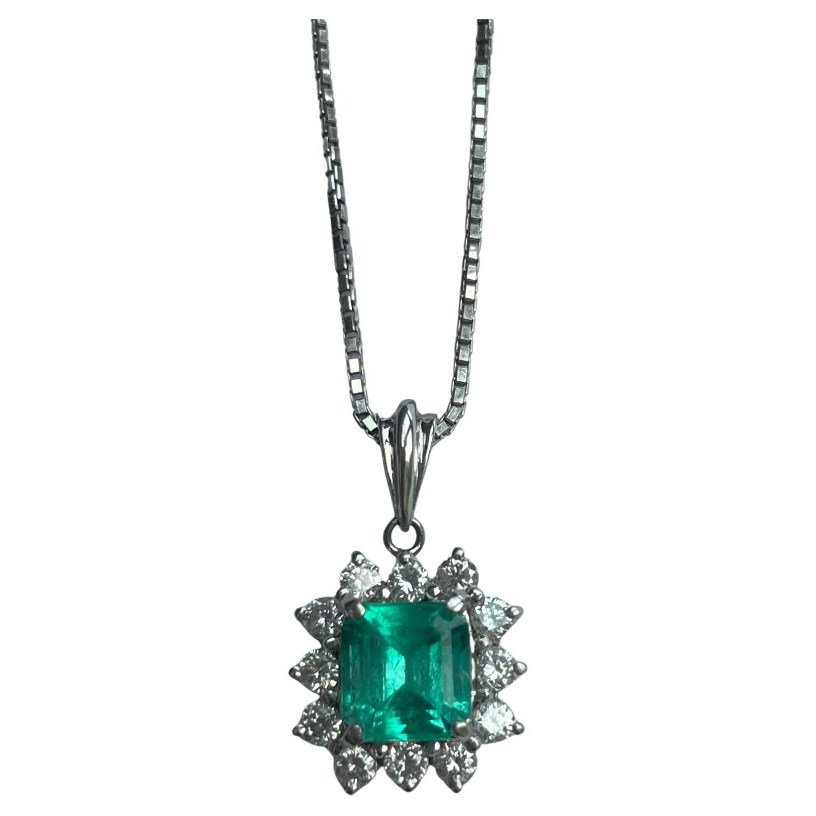 1,36ct Top Qualität kolumbianischen Smaragd Anhänger mit natürlichen Diamanten in Platin