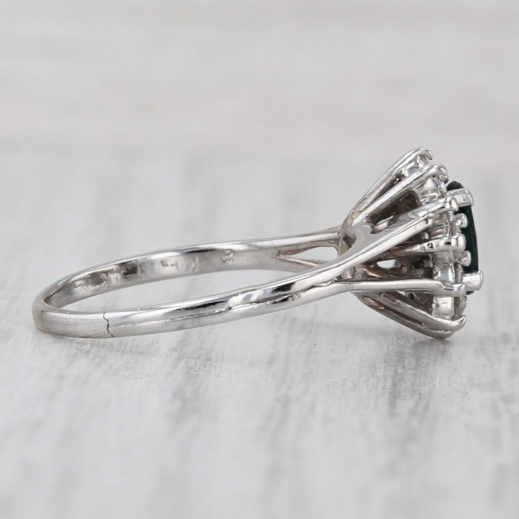 1.36ctw Blue Sapphire Diamond Halo Ring 14k White Gold Engagement Size 8.25 Unisexe en vente