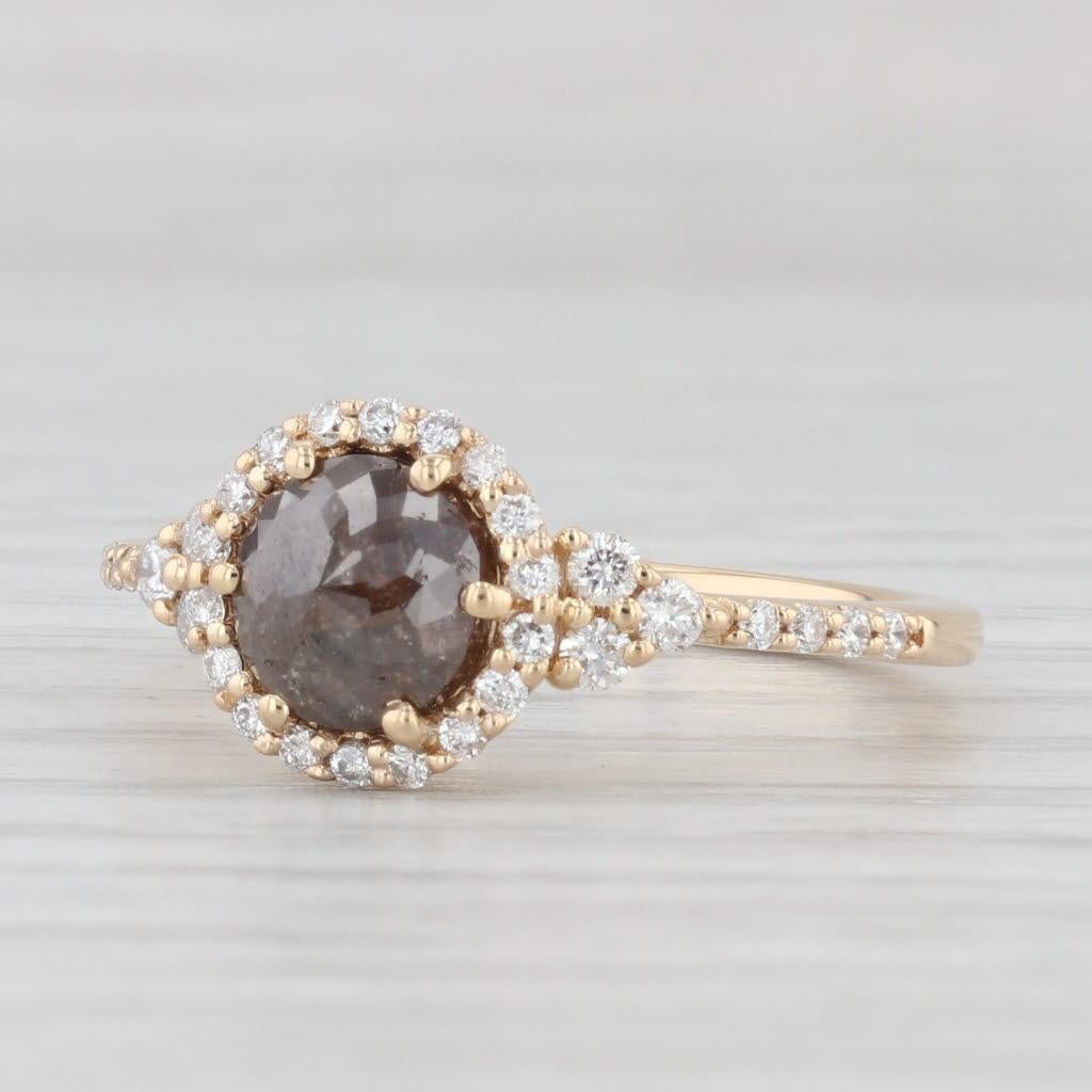 1.36ctw Champagne Brown Diamond Halo Engagement Ring 18k Yellow Gold Size 7 In Good Condition For Sale In McLeansville, NC