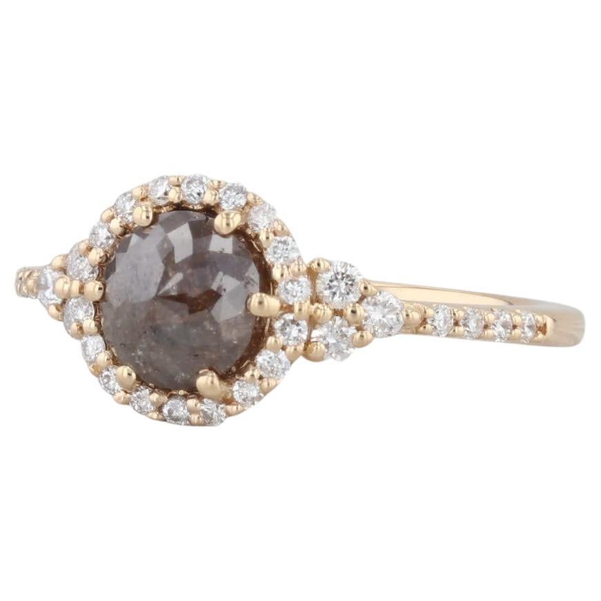 1.36ctw Champagne Brown Diamond Halo Engagement Ring 18k Yellow Gold Size 7