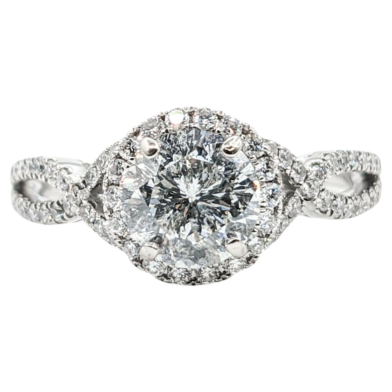 1.36ctw Diamond Ring In White Gold For Sale