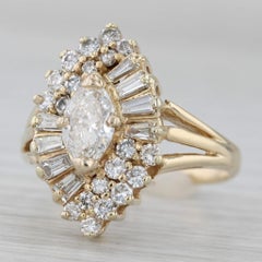 1.36ctw Marquise Halo Diamond Engagement Ring 14k Yellow Gold Size 6.75