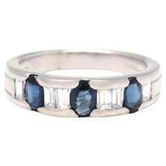 Anillo de zafiro y diamante de 1,36 ctw, platino, talla 6,25, apilable