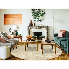 13'6"x13'6" Beige, Shag Flokati Greek Style, Natural Wool Hand Knotted Round Rug