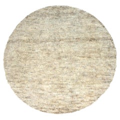 13'6"x13'6" Beige, Shag Flokati Greek Style, Natural Wool Hand Knotted Round Rug