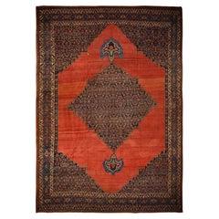 13'6"x19'2" Copper Red Antique Persian Bidjar Hand Knotted Wool Oriental Rug