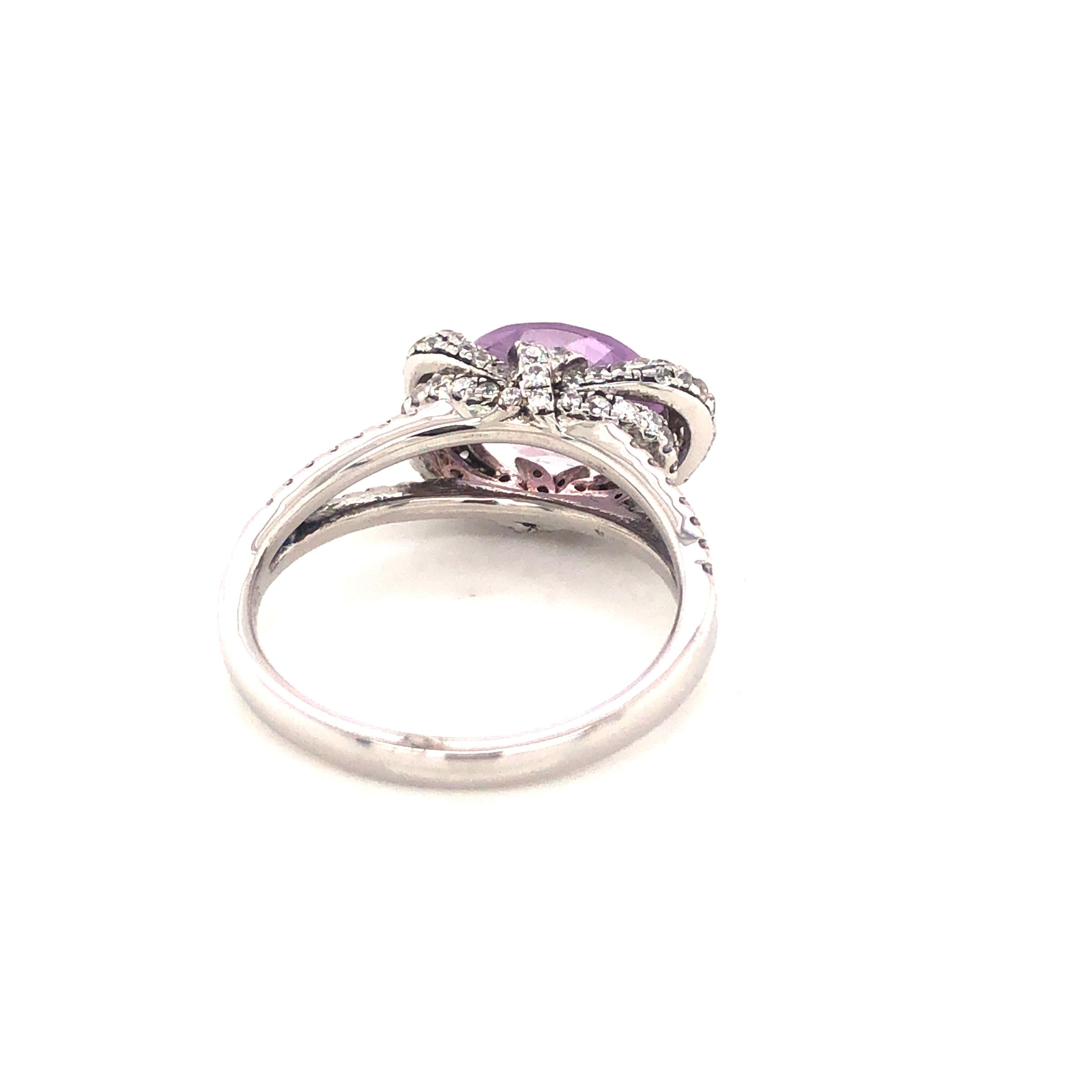 1.37 Carat Fancy Cushion Cut Amethyst Sterling Silver Engagement Bridal Ring In New Condition For Sale In London, GB