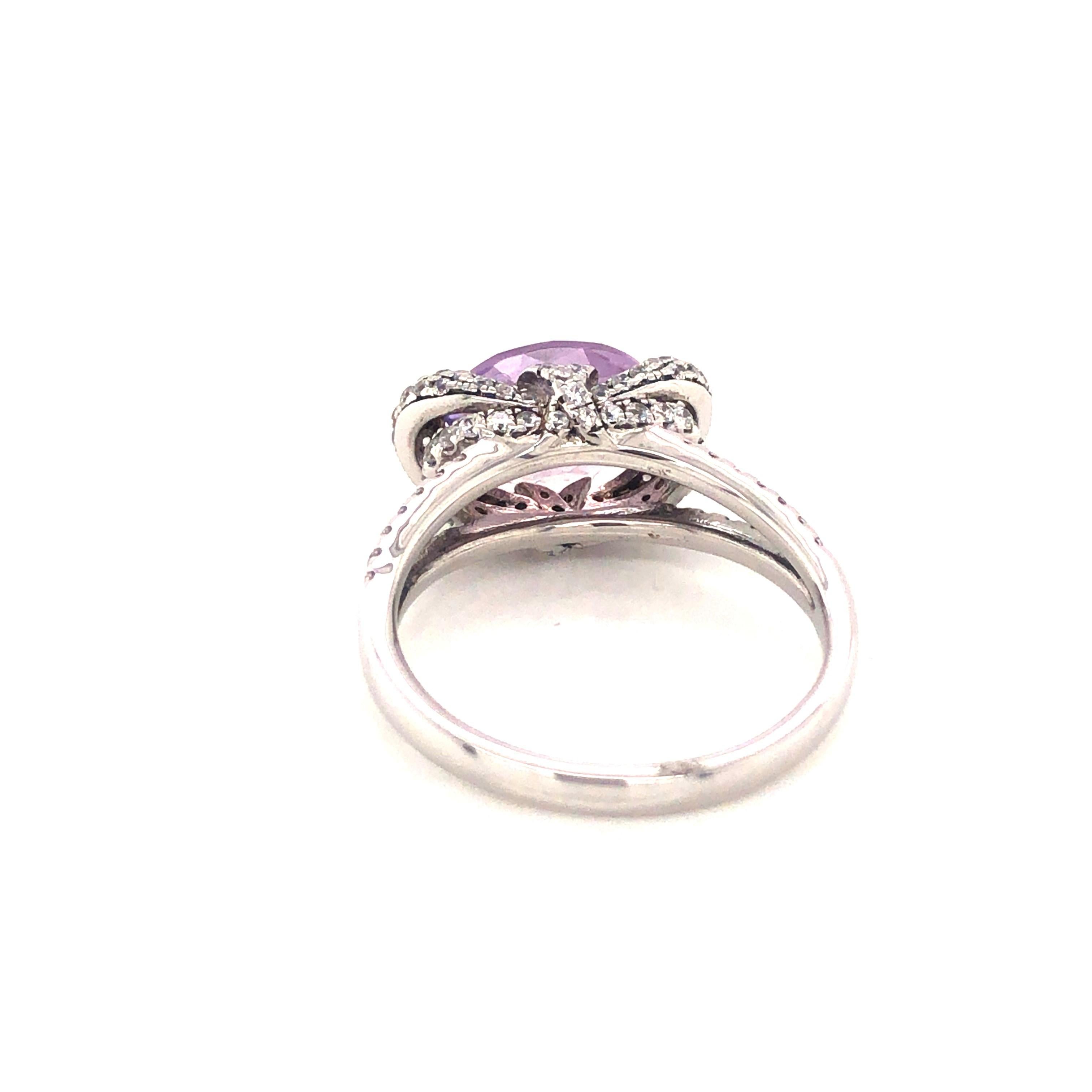 Women's 1.37 Carat Fancy Cushion Cut Amethyst Sterling Silver Engagement Bridal Ring For Sale