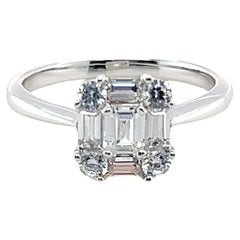 Verlobungsring mit 1,37 Karat kubischem Zirkon in Sterlingsilber mit Baguette- und Rundschliff