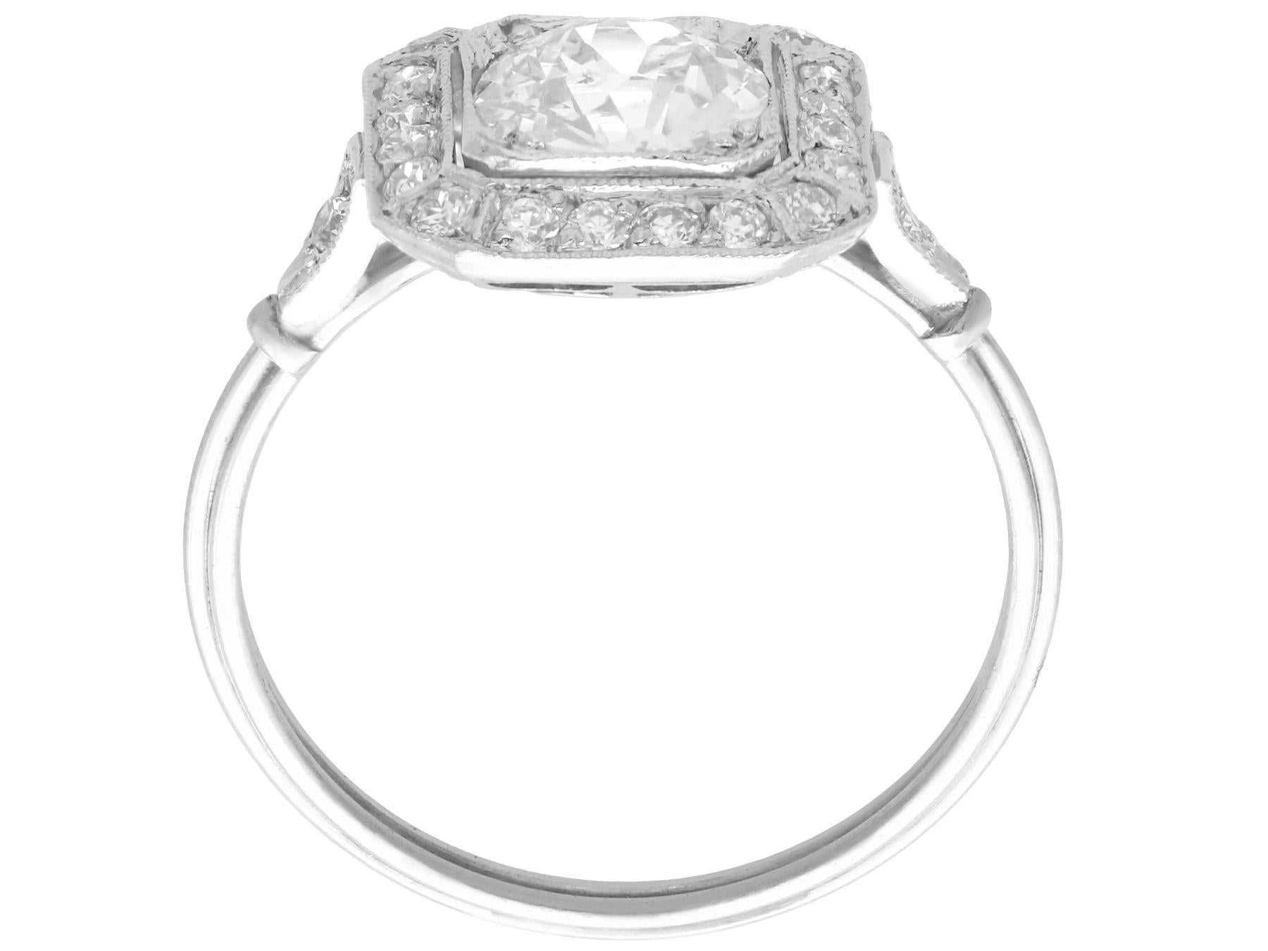 Women's 1.37 Carat Diamond and Platinum Cocktail Ring For Sale