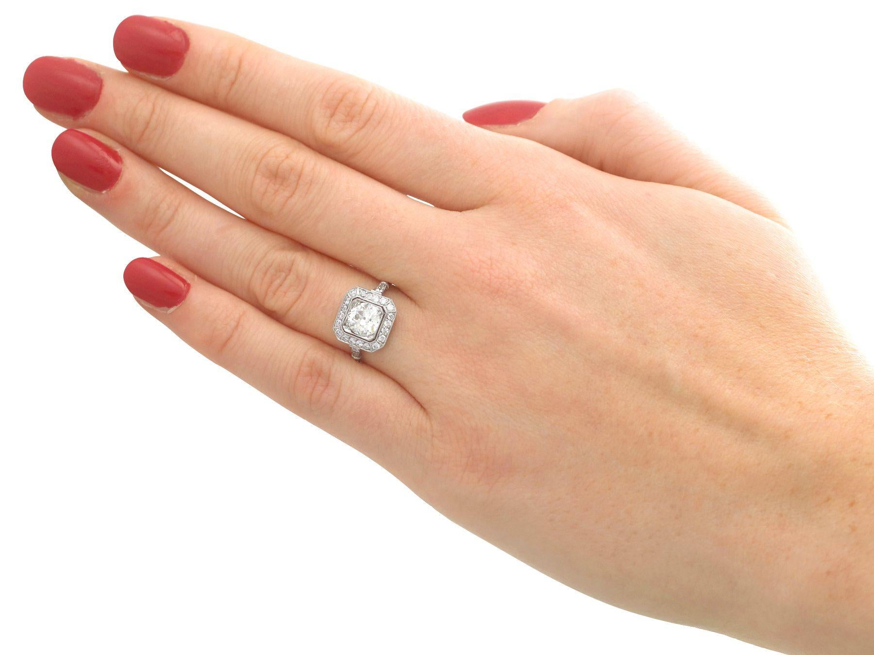 1.37 Carat Diamond and Platinum Cocktail Ring For Sale 4