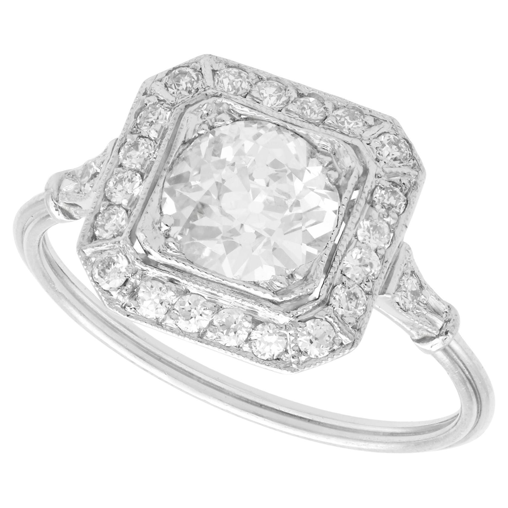 1.37 Carat Diamond and Platinum Cocktail Ring For Sale