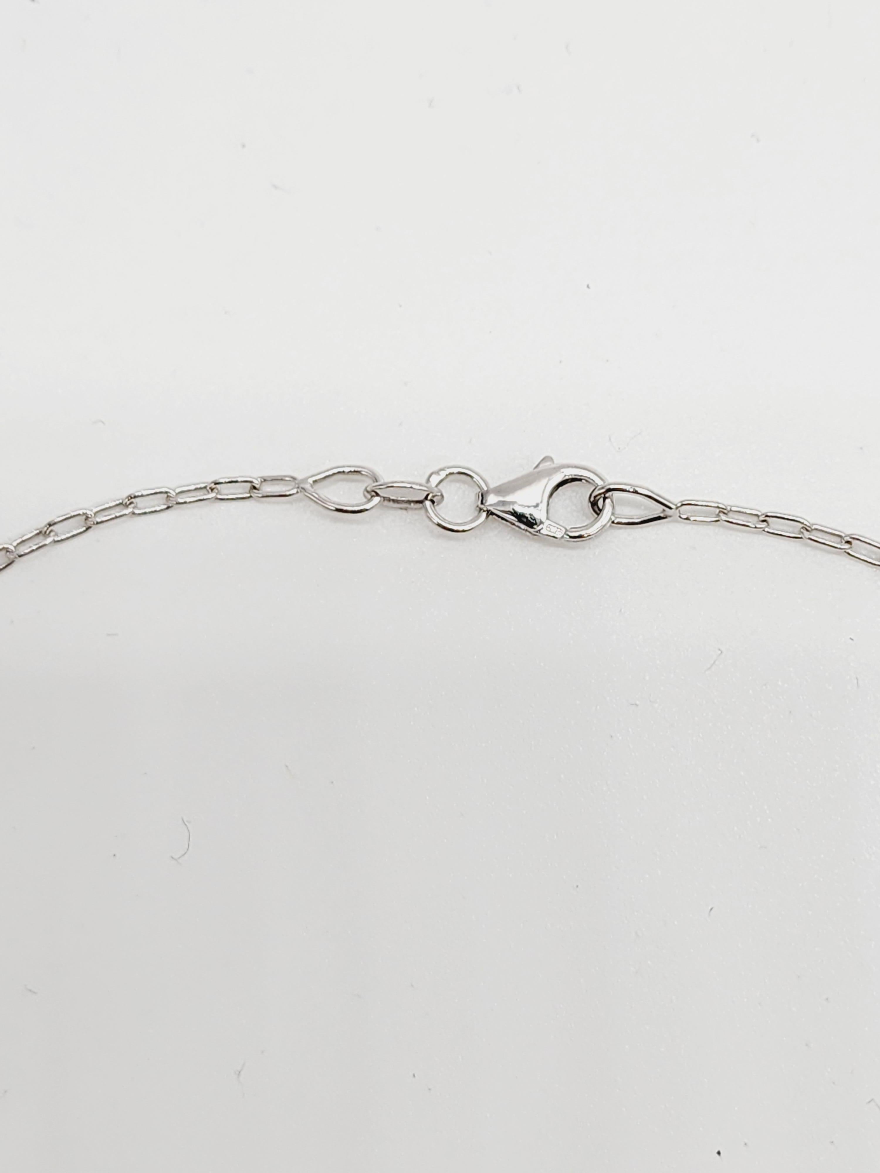 Round Cut 1.37 Carat Diamond Mini Illusion Necklace 14 Karat White Gold 18''