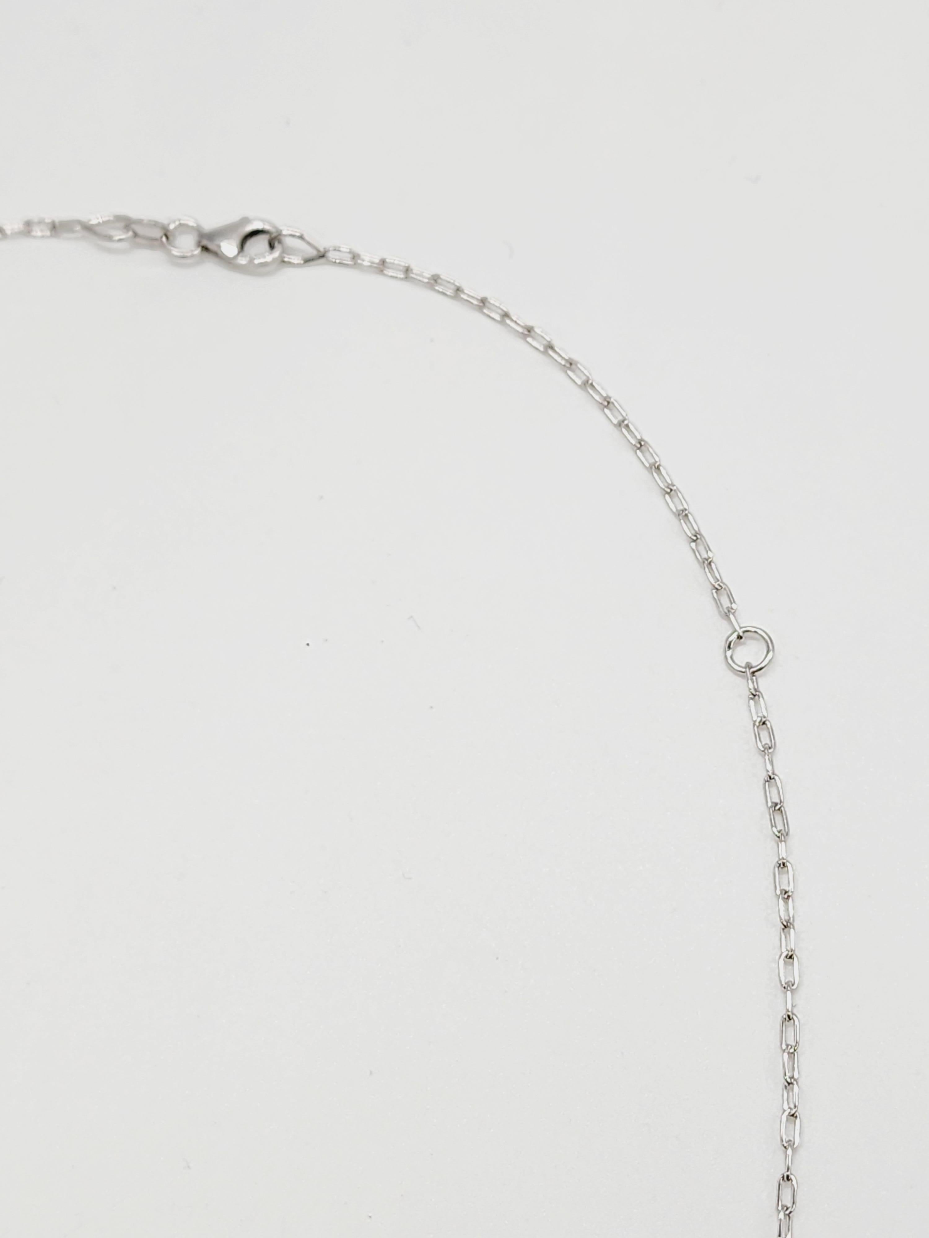 1.37 Carat Diamond Mini Illusion Necklace 14 Karat White Gold 18'' In New Condition In Great Neck Plaza, NY