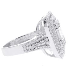 1.37 Carat Emerald Cut Illusion Diamond Ring Baguette-Cut-Diamond 18 Karat Gold