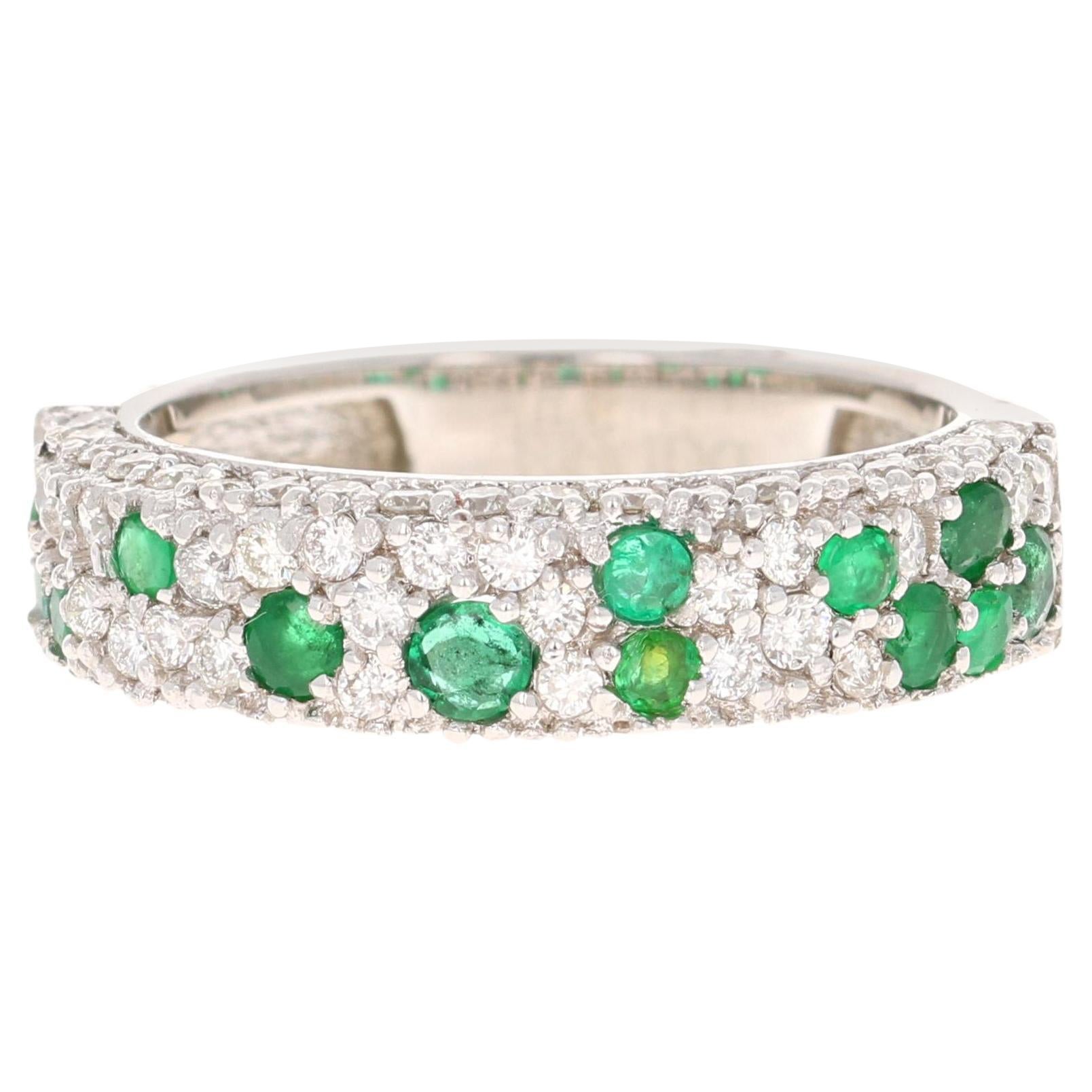 Bracelet en or blanc avec diamant émeraude de 1,37 carat en vente