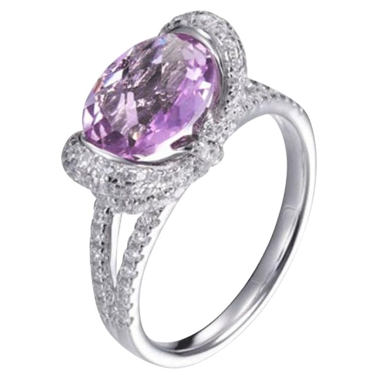 Bague de fiançailles de mariage en argent sterling avec améthyste fantaisie taille coussin de 1,37 carat en vente