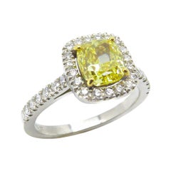 1.37 Carat Fancy Vivid Yellow Diamond Cluster Ring