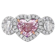1.37 Carat Heart Shape Statement Fancy pink 14K White Gold