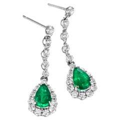 Pendientes de Esmeralda Colombiana Natural de 1,37 Quilates y Diamantes en Platino