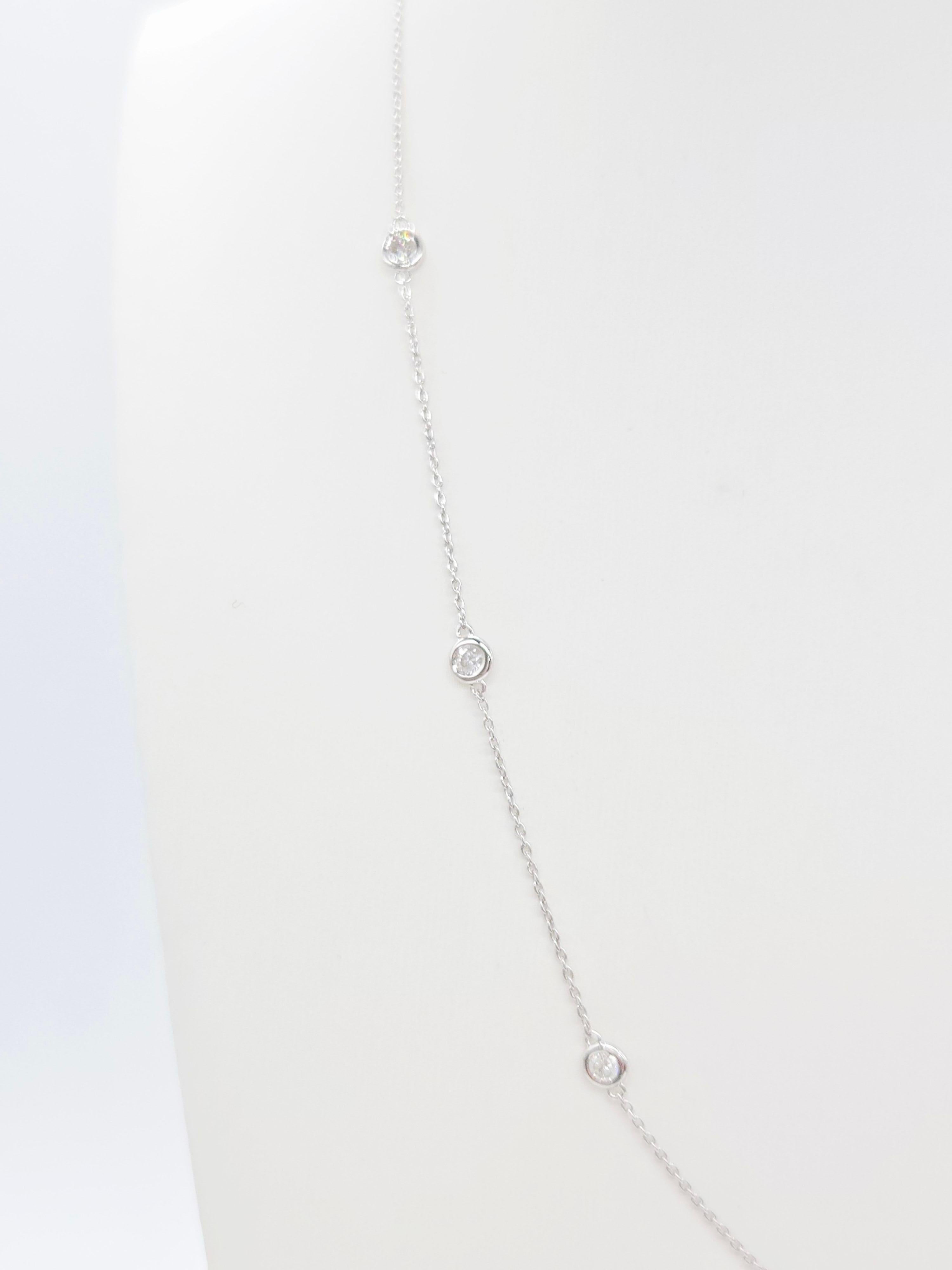 Collana con diamanti naturali da 1,37 carati in oro bianco 14 carati da 18''. In condizioni Nuovo in vendita a Great Neck Plaza, NY