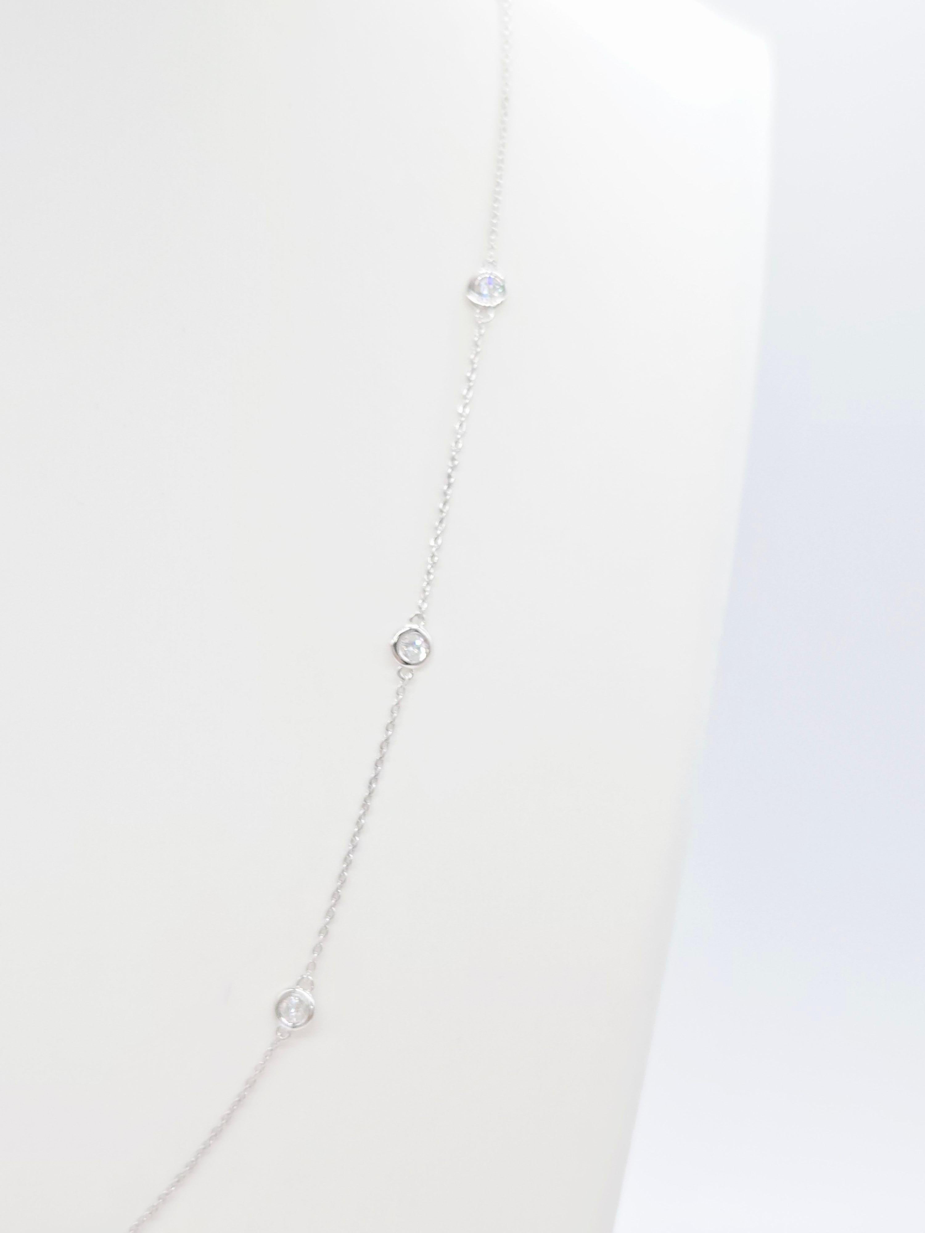 Donna Collana con diamanti naturali da 1,37 carati in oro bianco 14 carati da 18''. in vendita