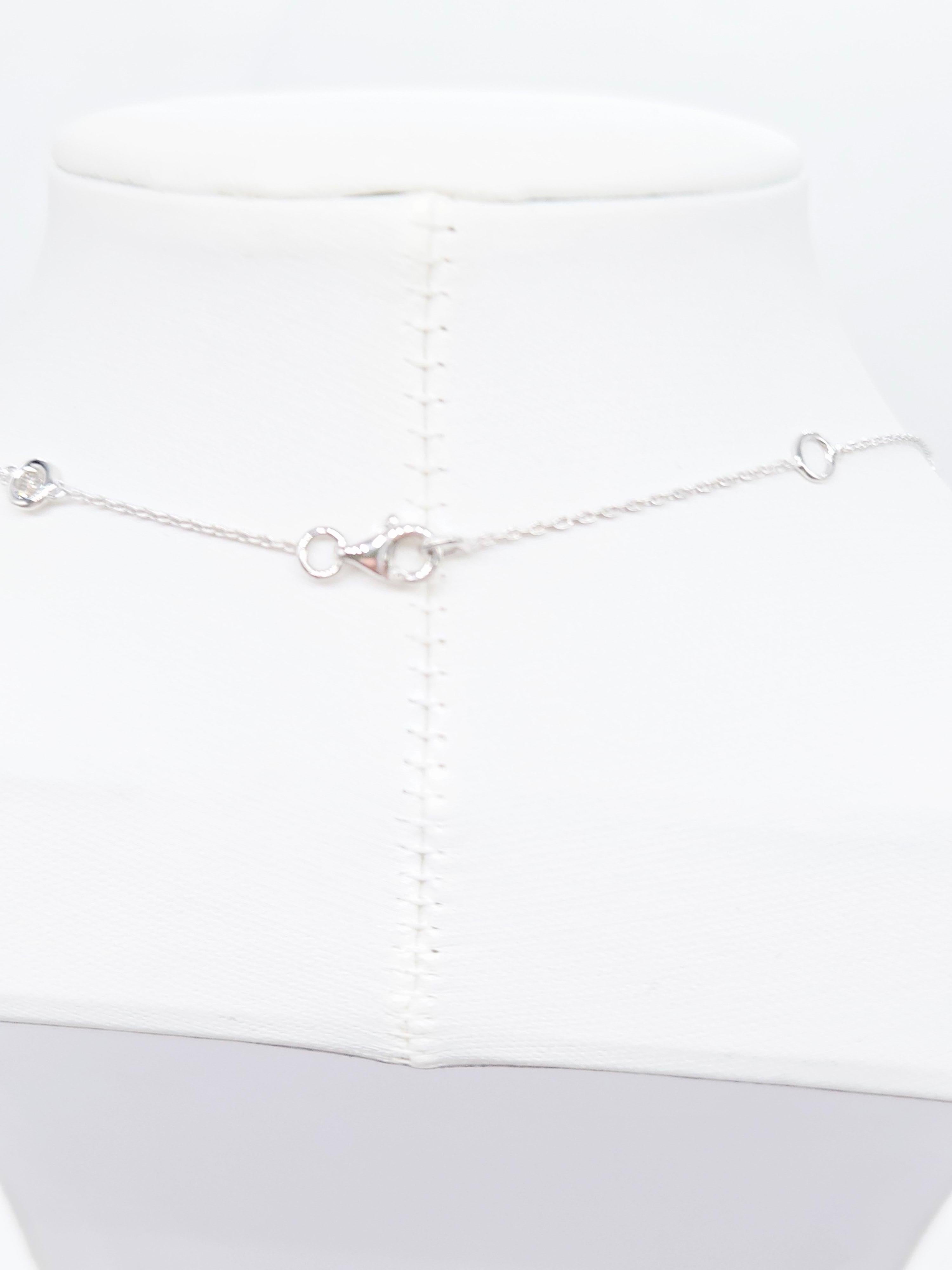 Collana con diamanti naturali da 1,37 carati in oro bianco 14 carati da 18''. in vendita 2