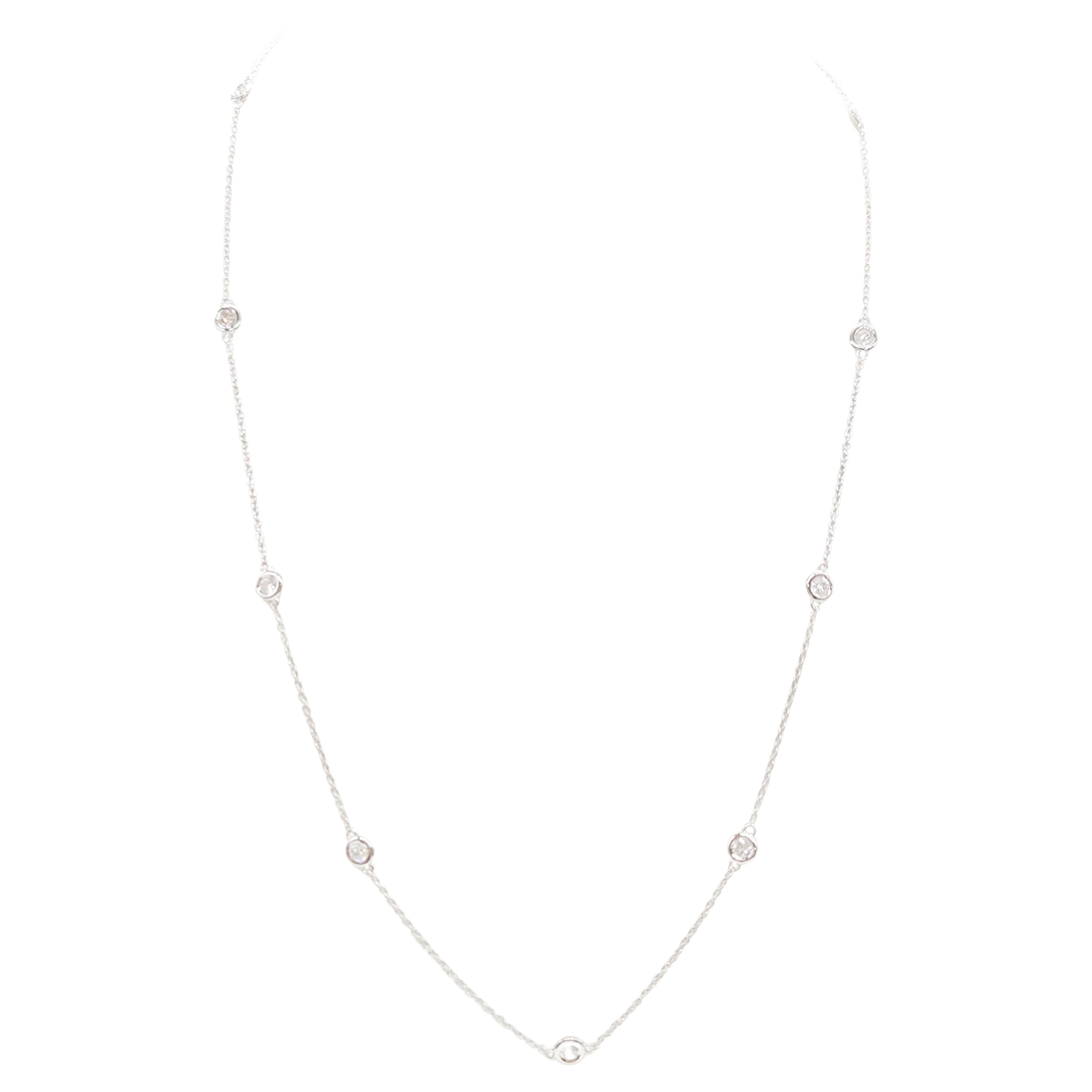 Collar de diamantes naturales de 1,37 quilates en oro blanco de 14 quilates 18''