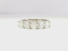 LIQUIDATION, 1.37 Carat Natural Diamond White Gold Mini band Ring 14K