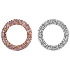 1.37 Carat Pink Diamond and 1.42 Carat White Diamond Circle of Hope Earring