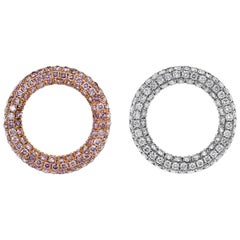 1.37 Carat Pink Diamond and 1.42 Carat White Diamond Circle of Hope Earring