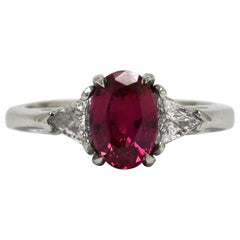 1.37 Carat Pink Sapphire 3 Stone Engagement Ring
