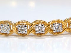 1.37 Carat Rope Twist Encase Natural Round Diamonds Bangle Bracelet 14 Karat*