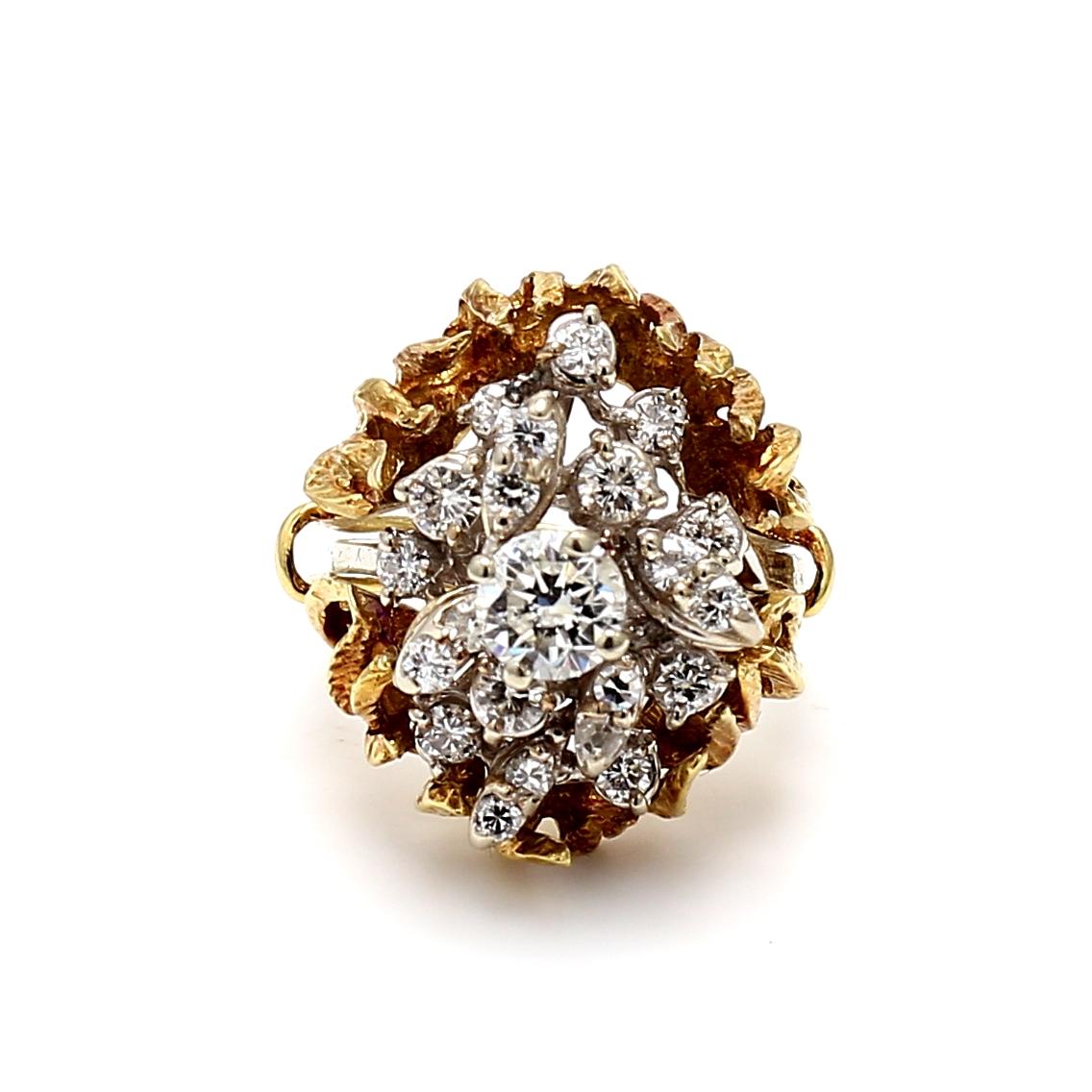 Title:
1.37 Carat Round Brilliant and G VS1 Diamond 18 Karat Two Tone Gold/Platinum Cocktail Ring


Style:
Cocktail


Metal:
18 Karat Two Tone Gold/Plat


Gemstone 1:
0.72 Carat Diamond


Number of Stones:
1


Shape:
Round Brilliant


Gemstone